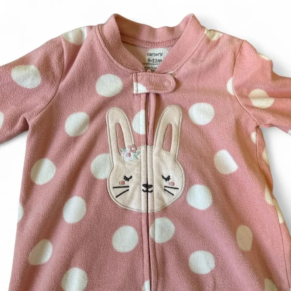 Carter’s Pink Polka Dot Bunny Fleece Sleep Sack 9–12 Months Wearable Blanket